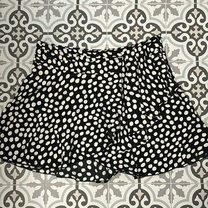 Zara silk tired mini skirt in black and white polka dot sz xl NBW NWT